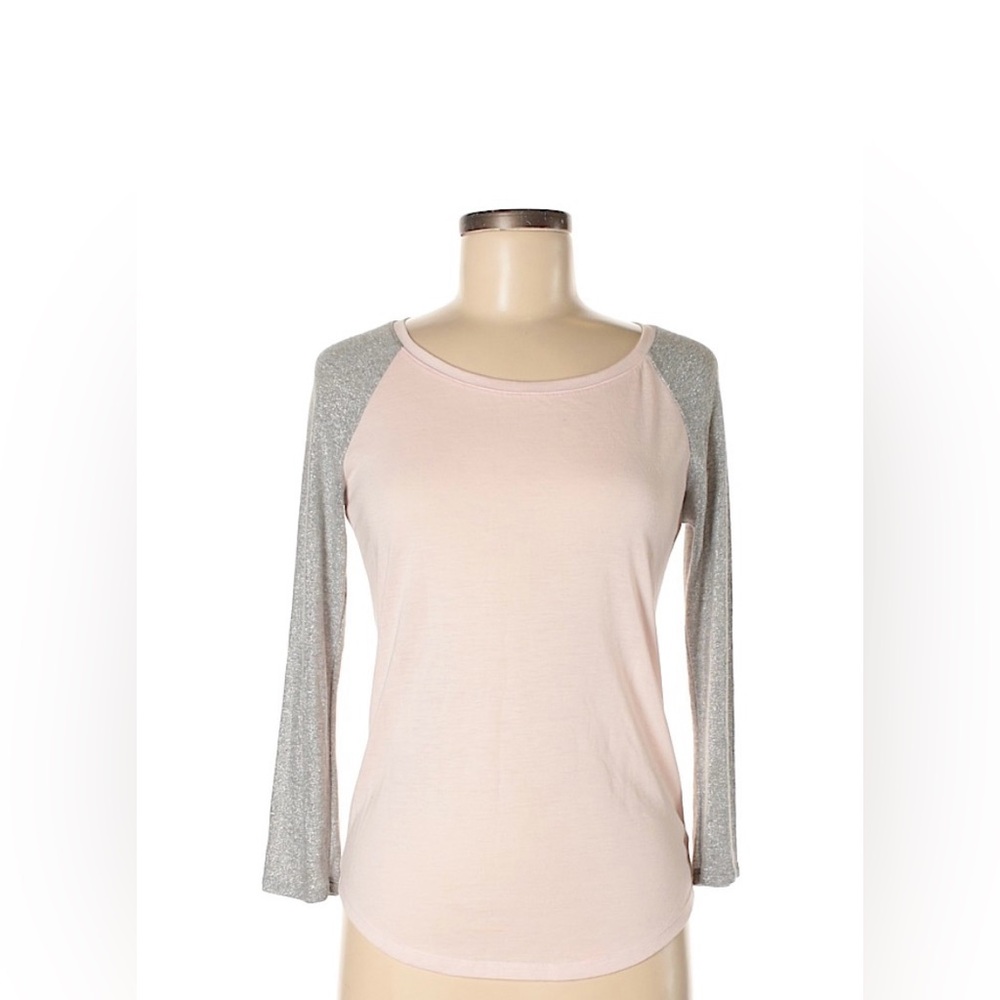 American Eagle Outfitters Pink and Gray Long Sleeve Tee